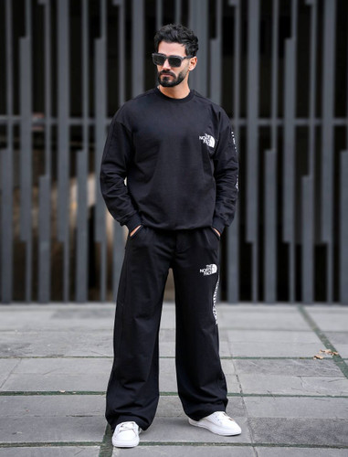 ست اسپرت دورس و شلوار بگ پارچه پنبه دو نخ the north face
