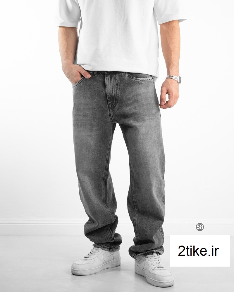 شلوار نیم بگ مردانه جین پارچه پر